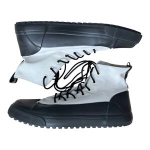 HUNTER Unisex Target White Black Dipped Canvas High-Top Sneakers-Size M 11/W 13